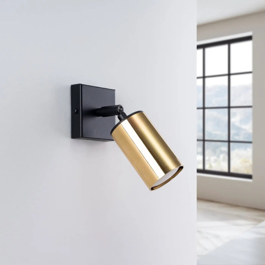 Applique murale spot orientable noir et doré, 18,5 cm