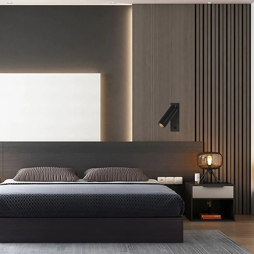 Applique murale noire au style sobre, pour chambre ou salon