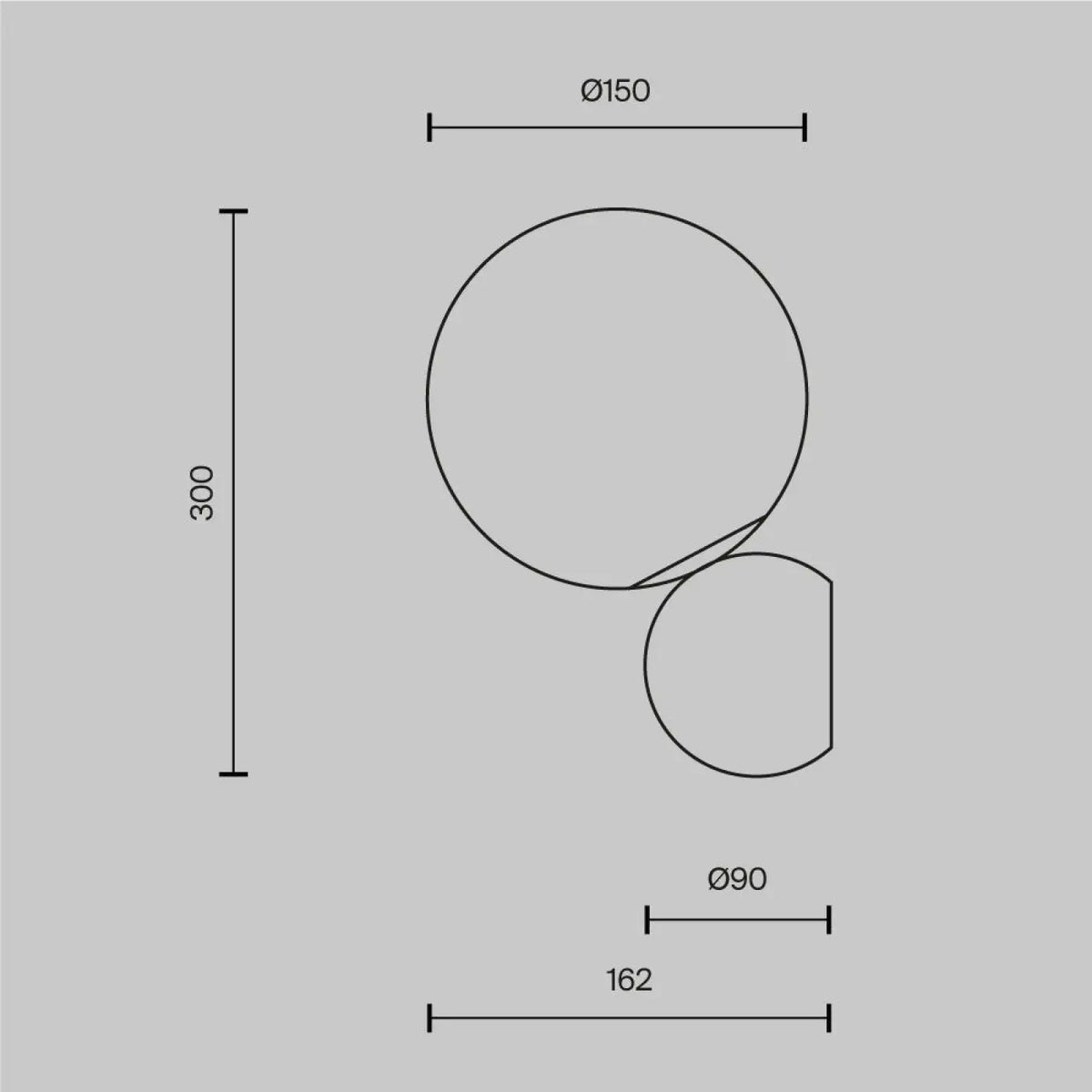 Applique murale globe opalin sur bras noir et doré, culot E14