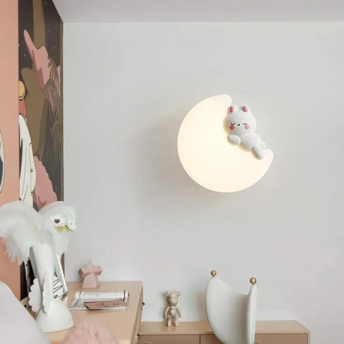 Applique murale nuage et petit animal blanc, chambre d'enfant