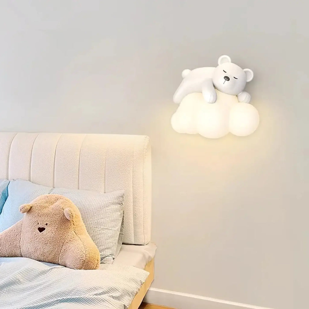 Applique murale nuage et petit animal blanc, chambre d'enfant