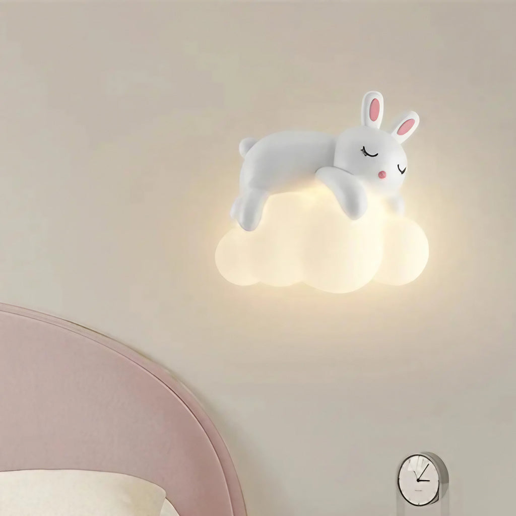 Applique murale nuage et petit animal blanc, chambre d'enfant