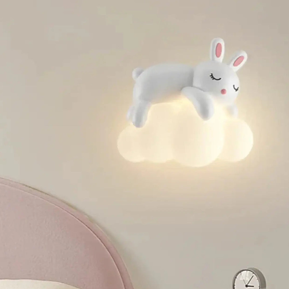 Applique murale nuage et petit animal blanc, chambre d'enfant