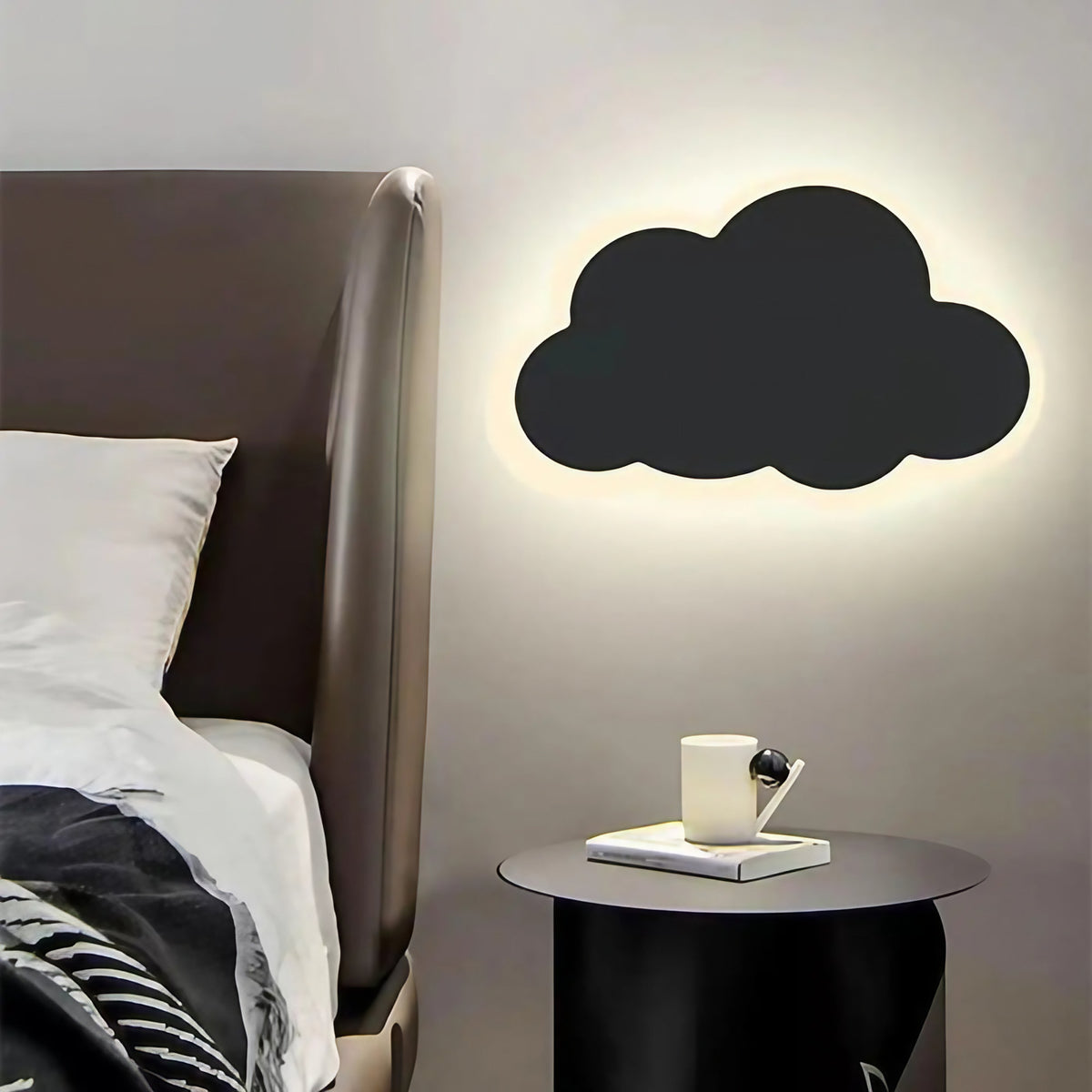 Applique murale nuage, noir, blanc, bleu ou rose, noir