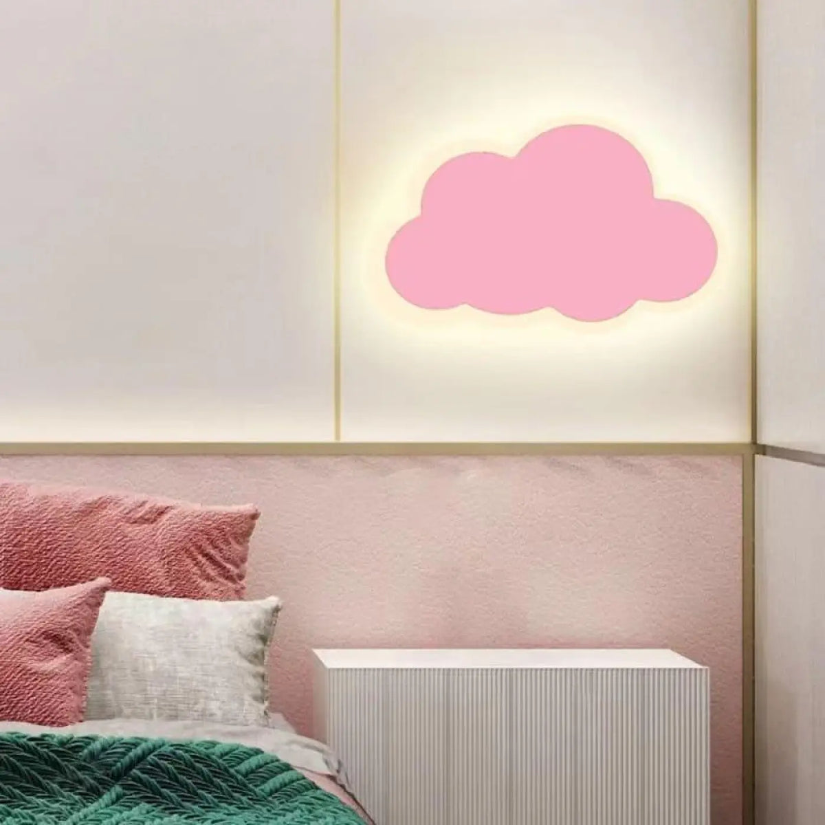 Applique murale nuage, noir, blanc, bleu ou rose, rose