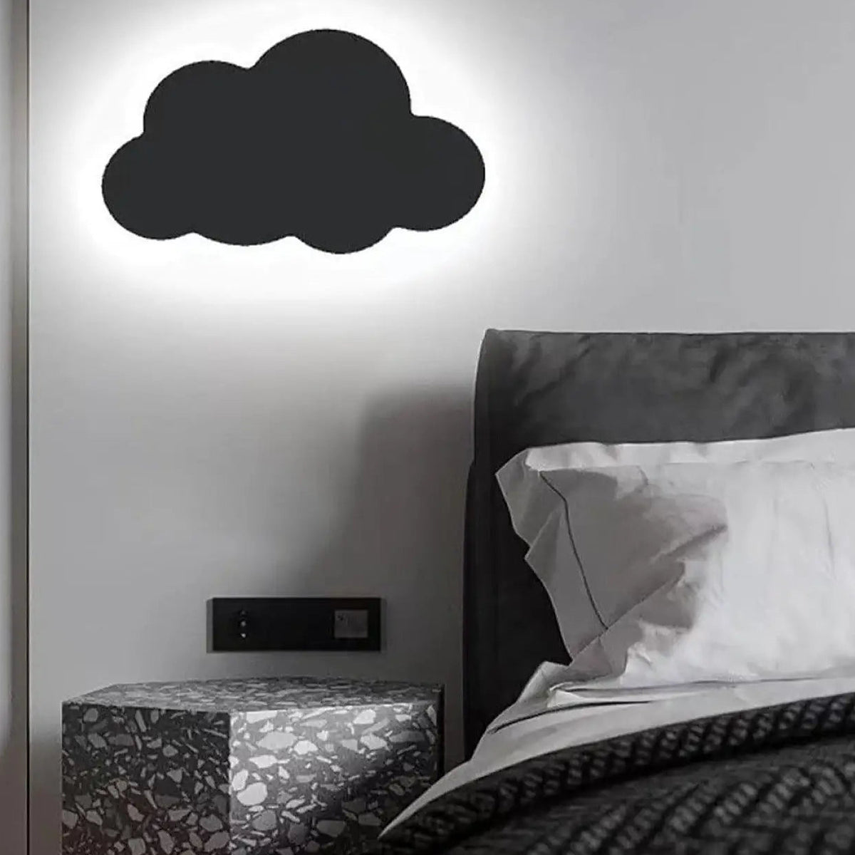 Applique murale nuage, noir, blanc, bleu ou rose