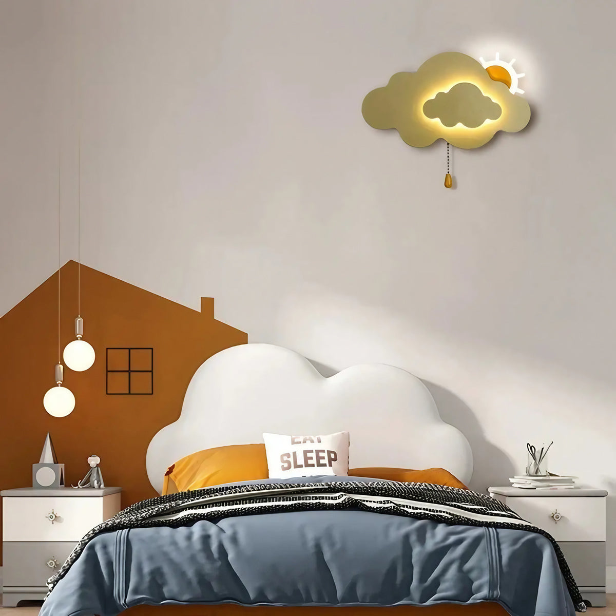 Applique murale nuage pour chambre d'enfant, blanc, jaune ou rose, jaune
