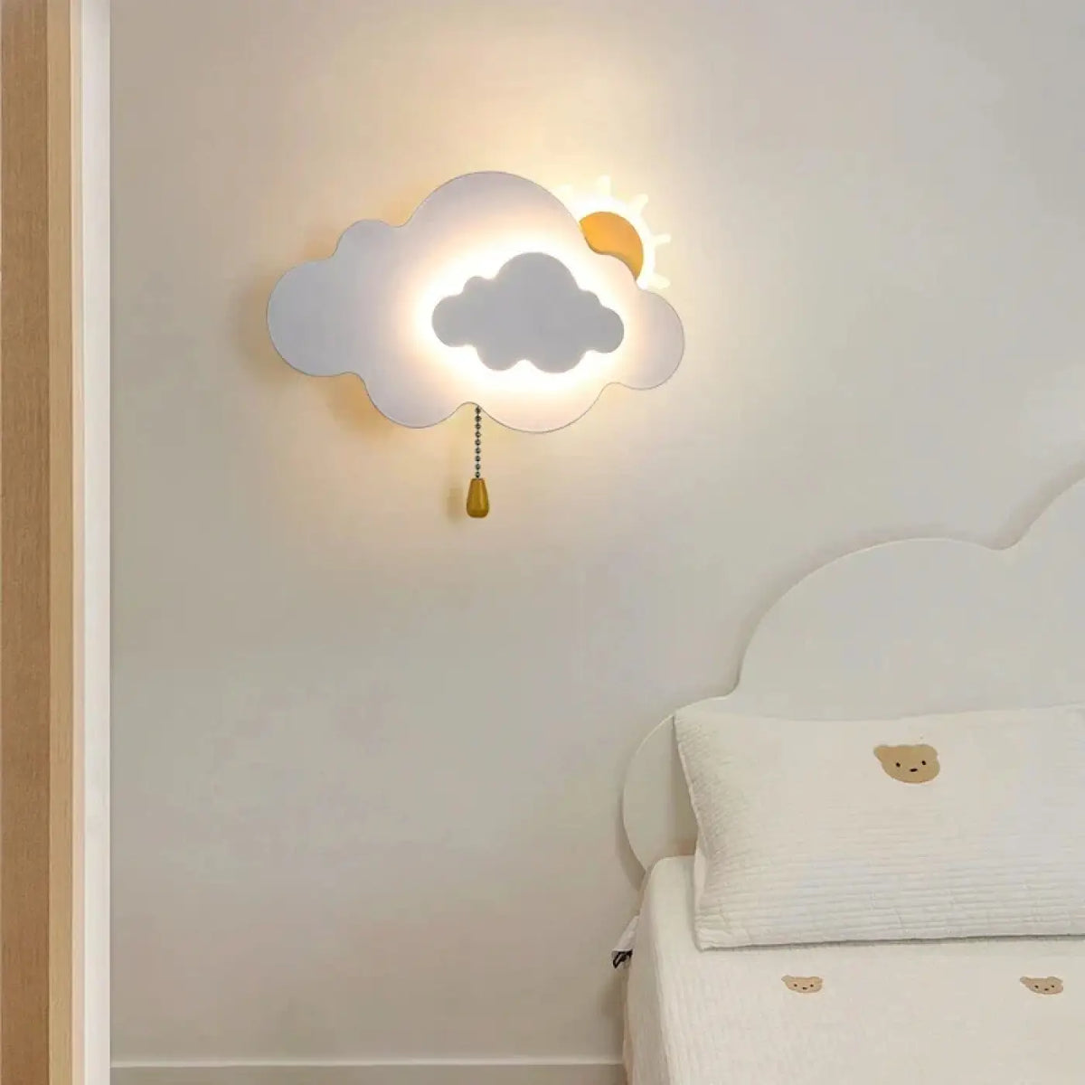 Applique murale nuage pour chambre d'enfant, blanc, jaune ou rose, blanc
