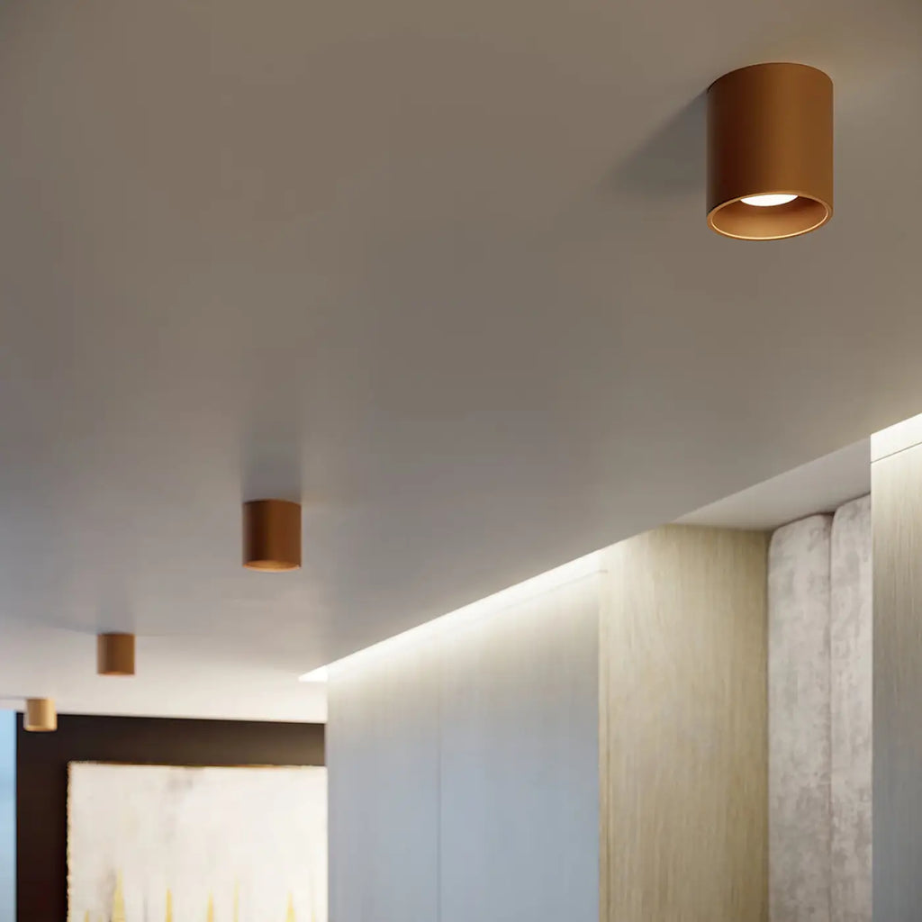 Applique murale cylindre en aluminium doré, ampoule G9