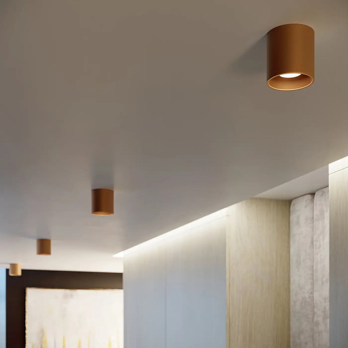 Applique murale cylindre en aluminium doré, ampoule G9