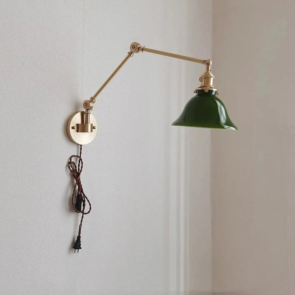 Applique orientable en laiton, abat-jour jaune, vert ou blanc
