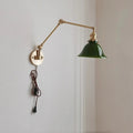 Applique orientable en laiton, abat-jour jaune, vert ou blanc