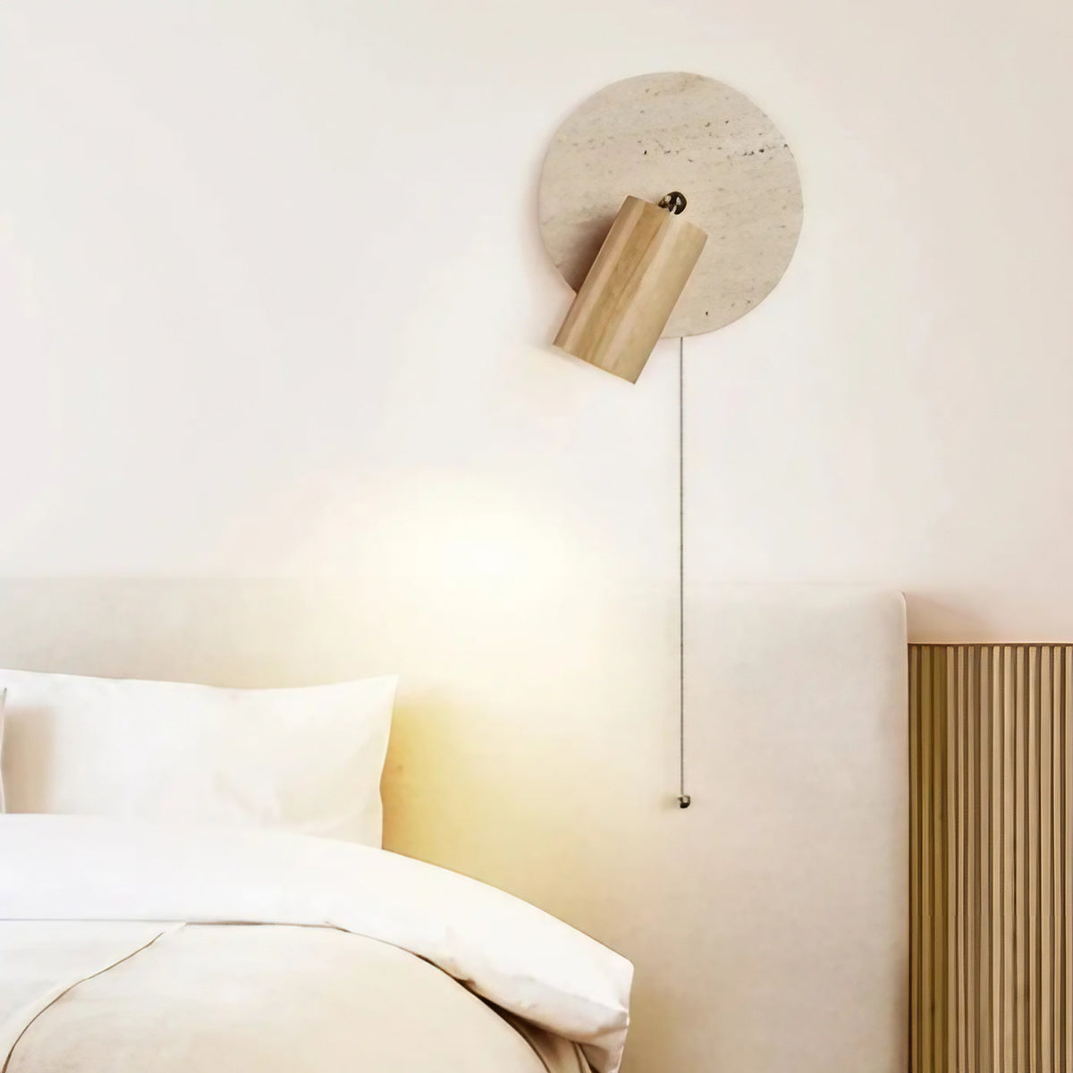 Applique murale orientable, travertin et métal, beige ou marron, beige