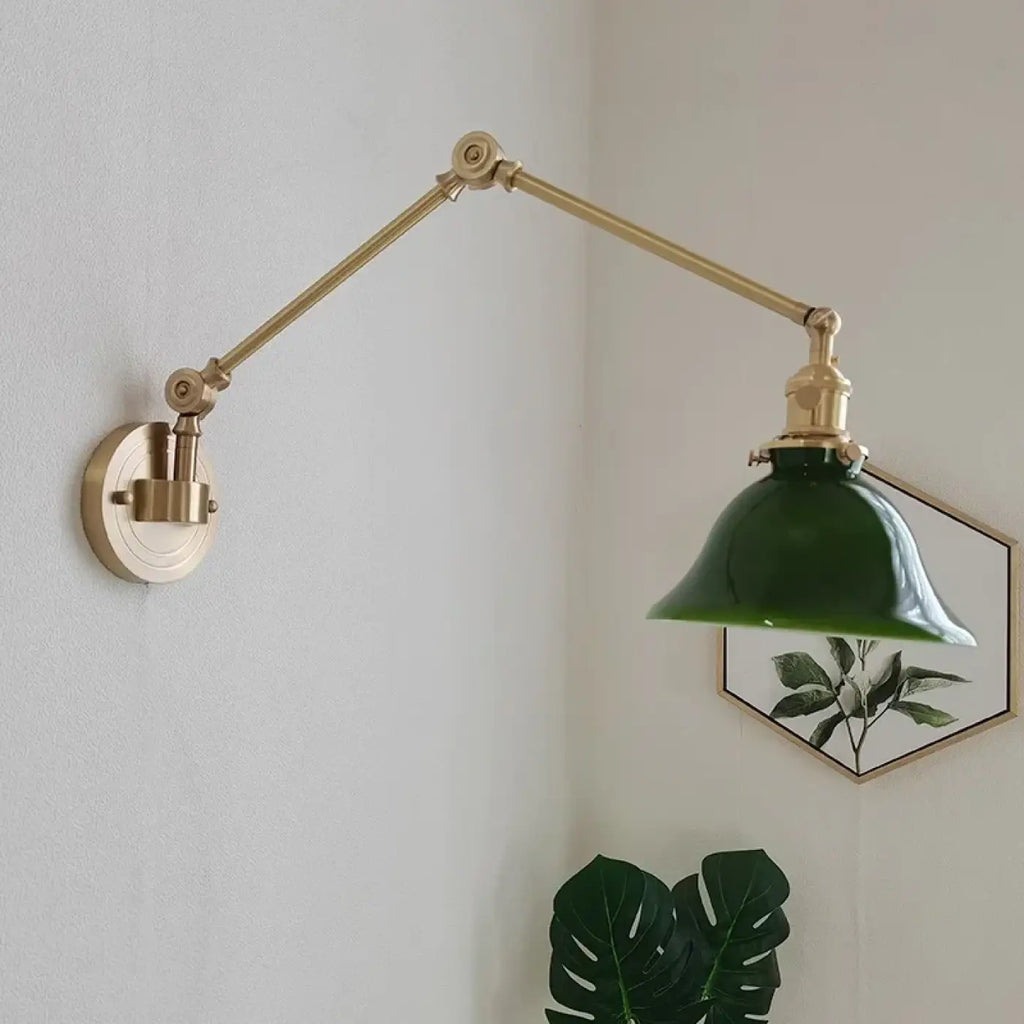 Applique orientable en laiton, abat-jour jaune, vert ou blanc