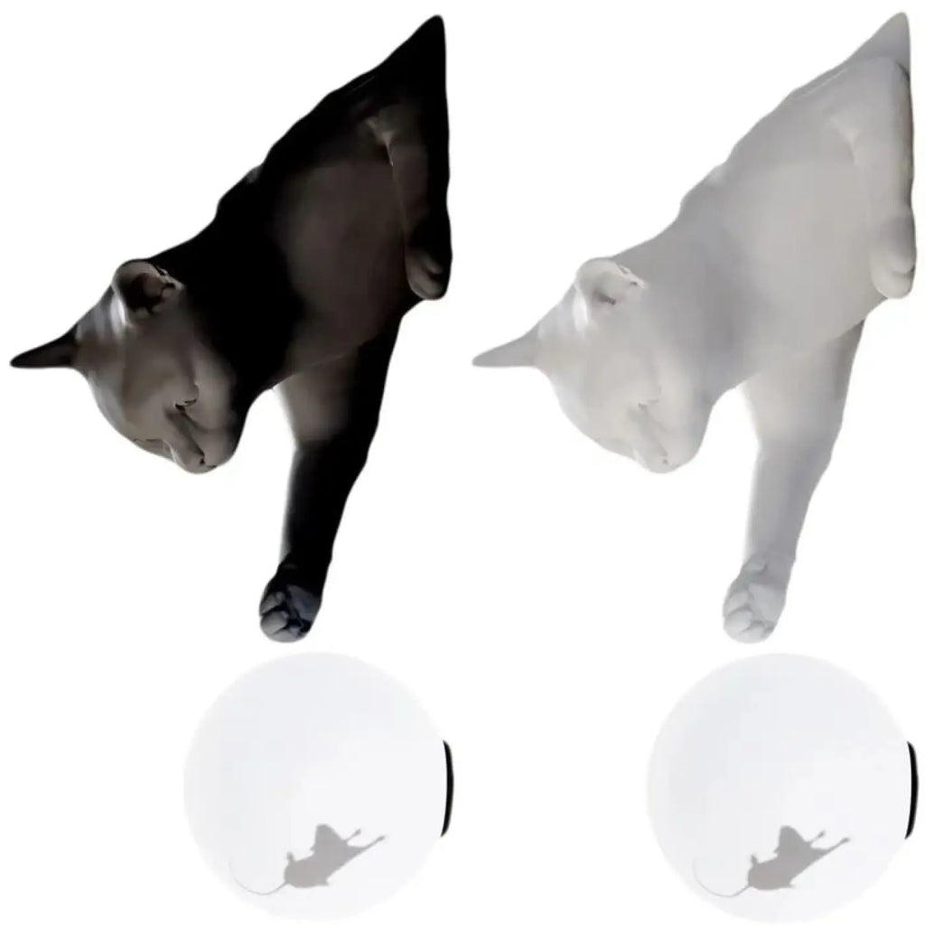 Applique murale chat avec boule lumineuse, blanc, noir ou gris