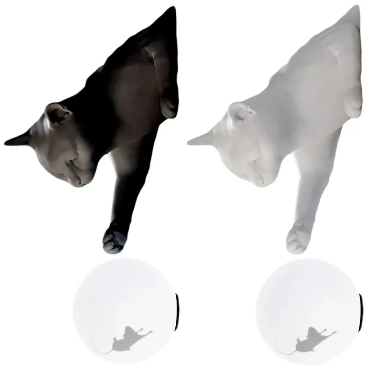 Applique murale chat avec boule lumineuse, blanc, noir ou gris
