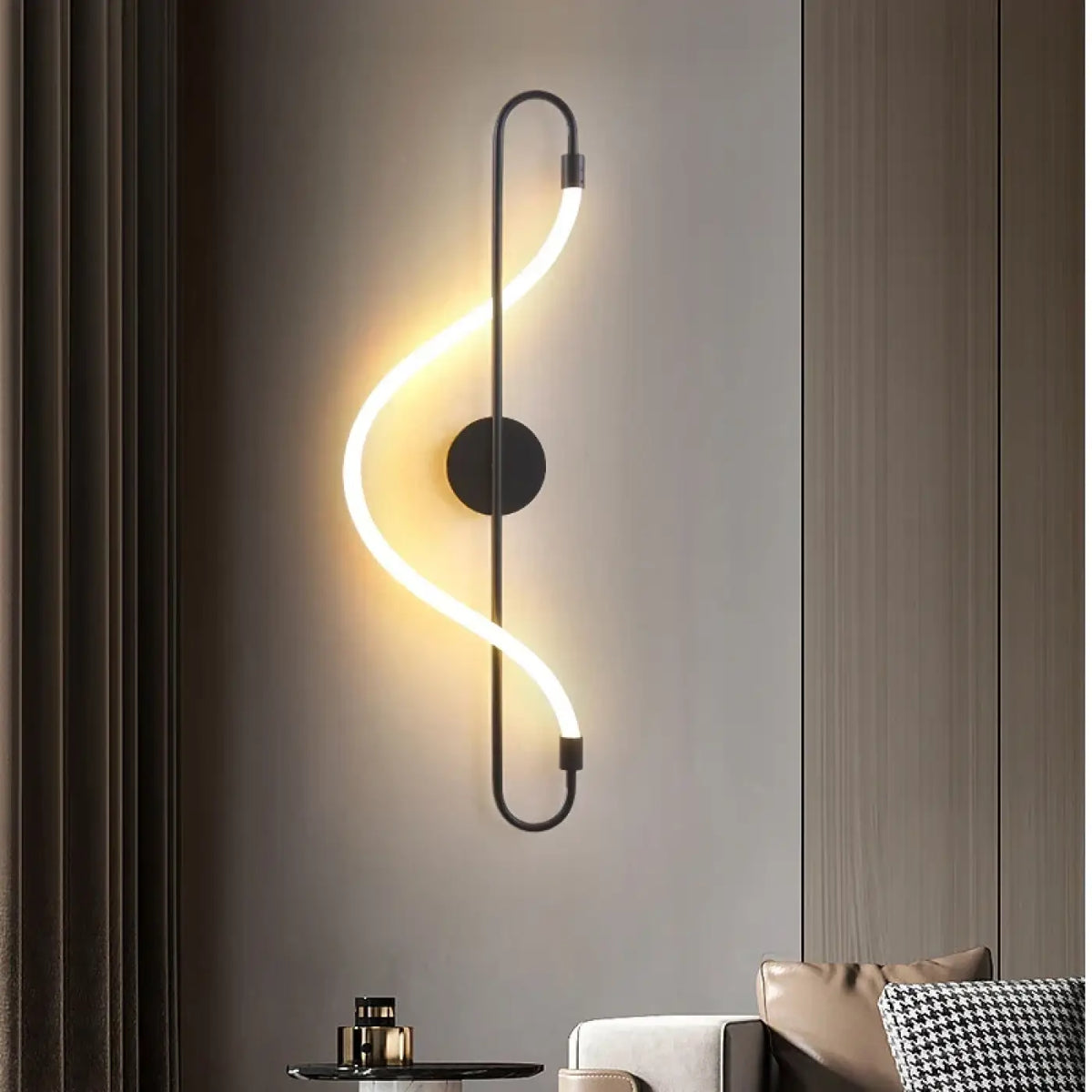 Applique murale à long tube LED, noir ou doré, noir