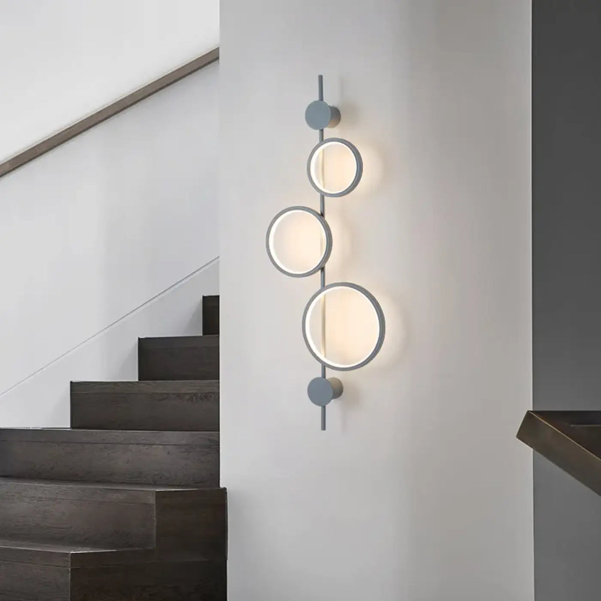 Applique murale LED à trois cercles, noire ou grise, gris