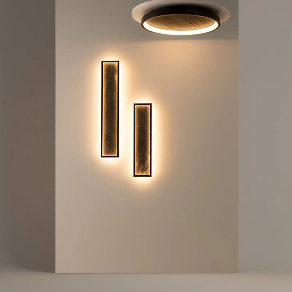 Applique murale LED barre noire effet pierre, 60 ou 80 cm