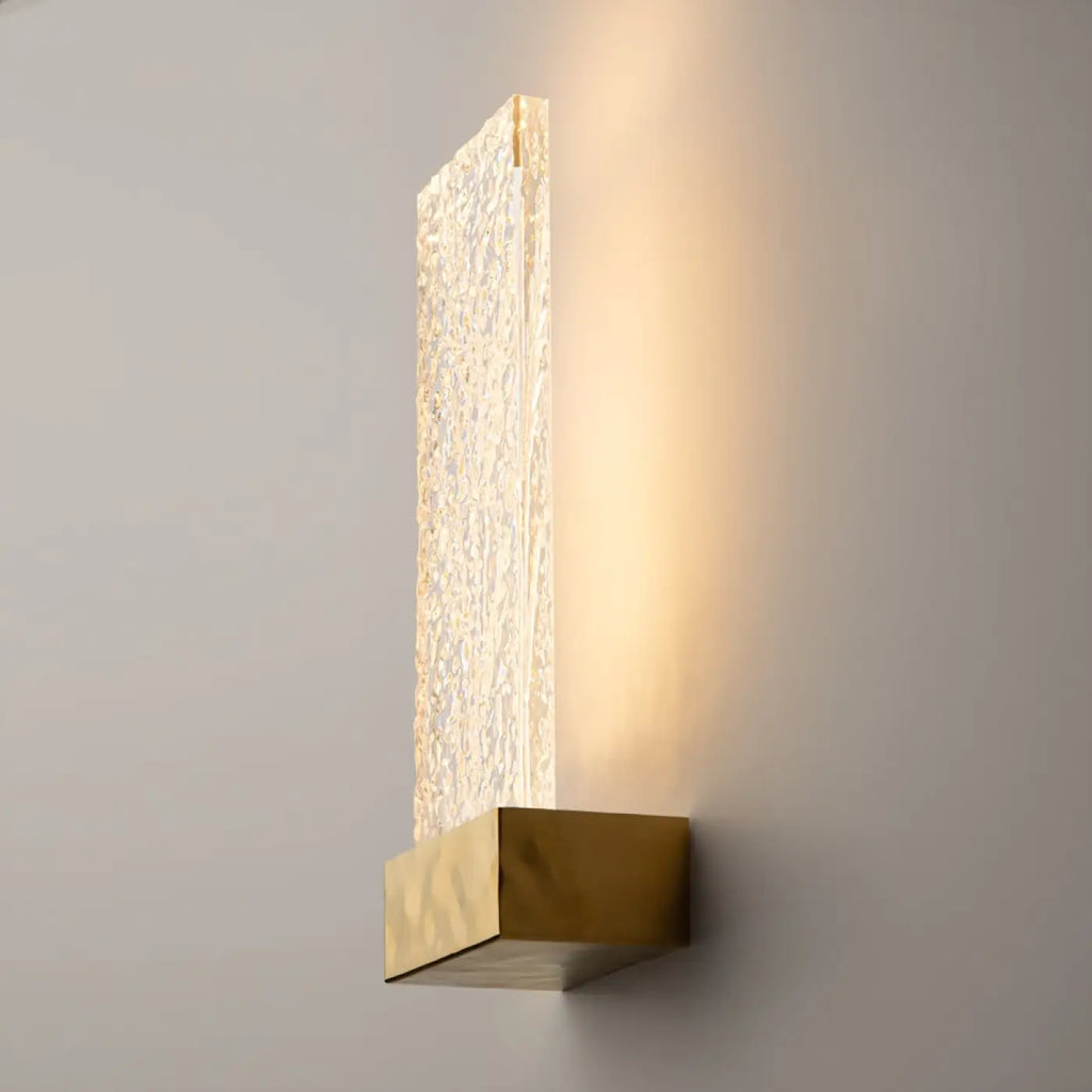 Applique murale LED plaquette de verre travaillé, doré ou argenté, doré