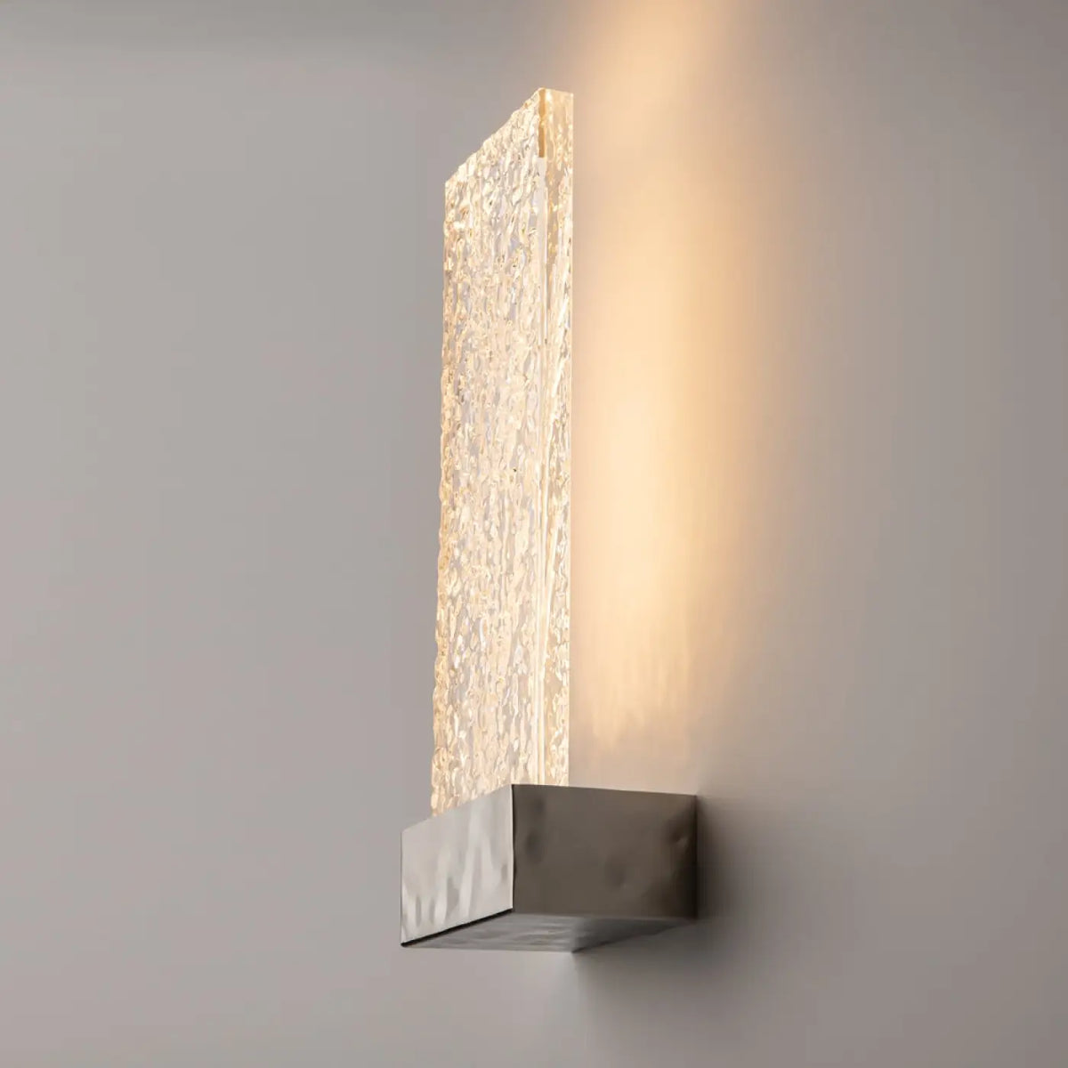 Applique murale LED plaquette de verre travaillé, doré ou argenté, argenté