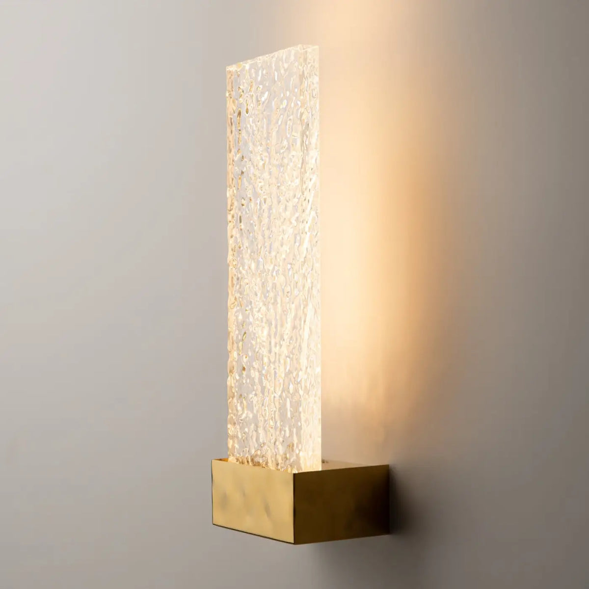 Applique murale LED plaquette de verre travaillé, doré ou argenté