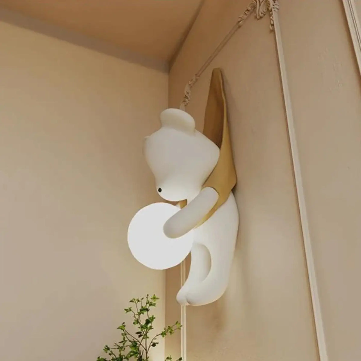 Applique murale ours à boule lumineuse, rouge ou jaune, jaune