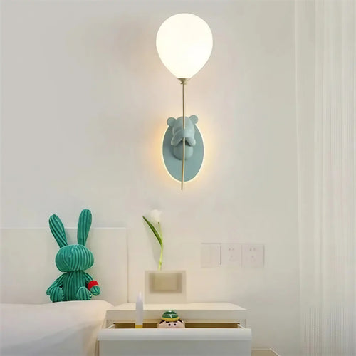 Applique LED ourson au ballon pour chambre d'enfant, vert