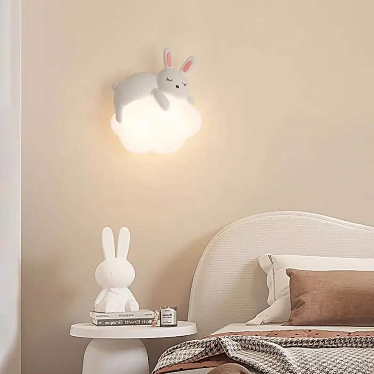 Applique murale enfant ours ou lapin, coloris blanc