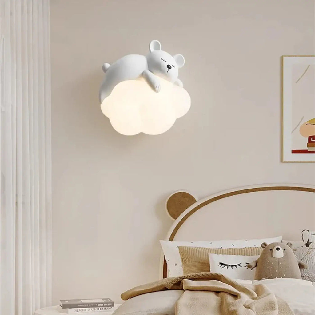 Applique murale enfant ours ou lapin, coloris blanc