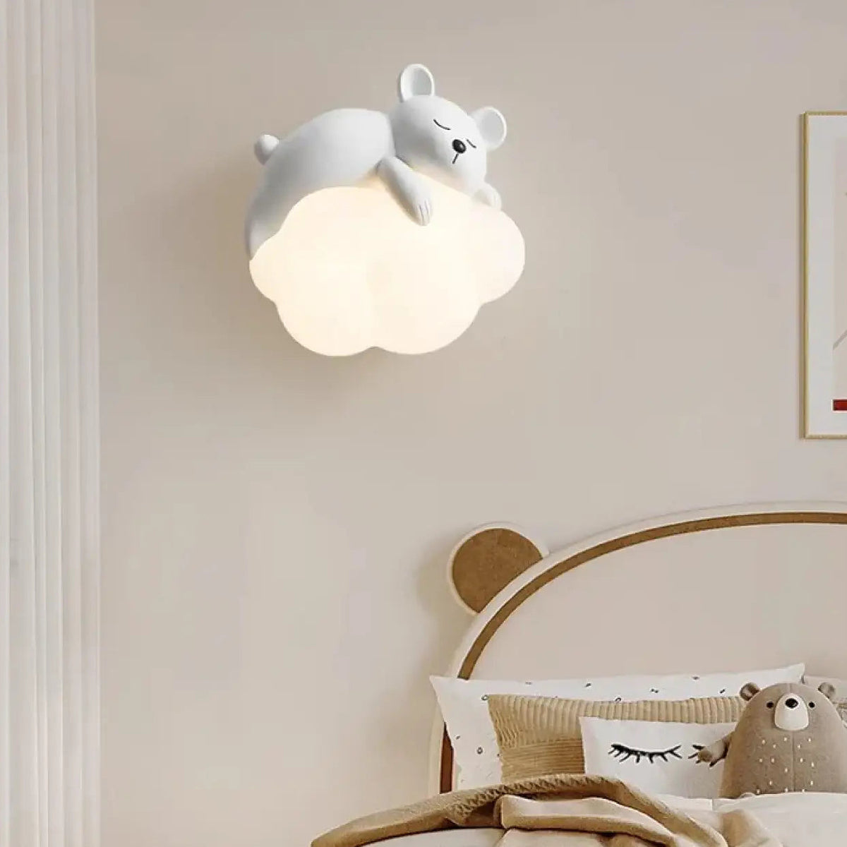 Applique murale enfant ours ou lapin, coloris blanc
