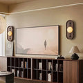 Applique murale ovale en bois avec globe blanc