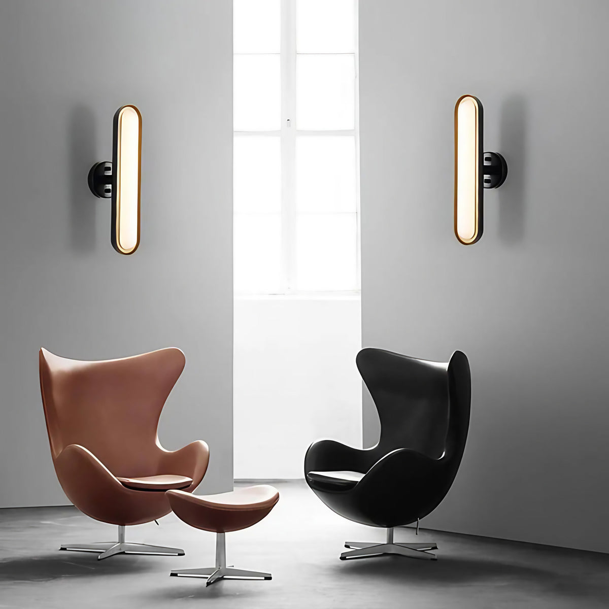 Applique murale ovale en aluminium et verre, culot G9, noir