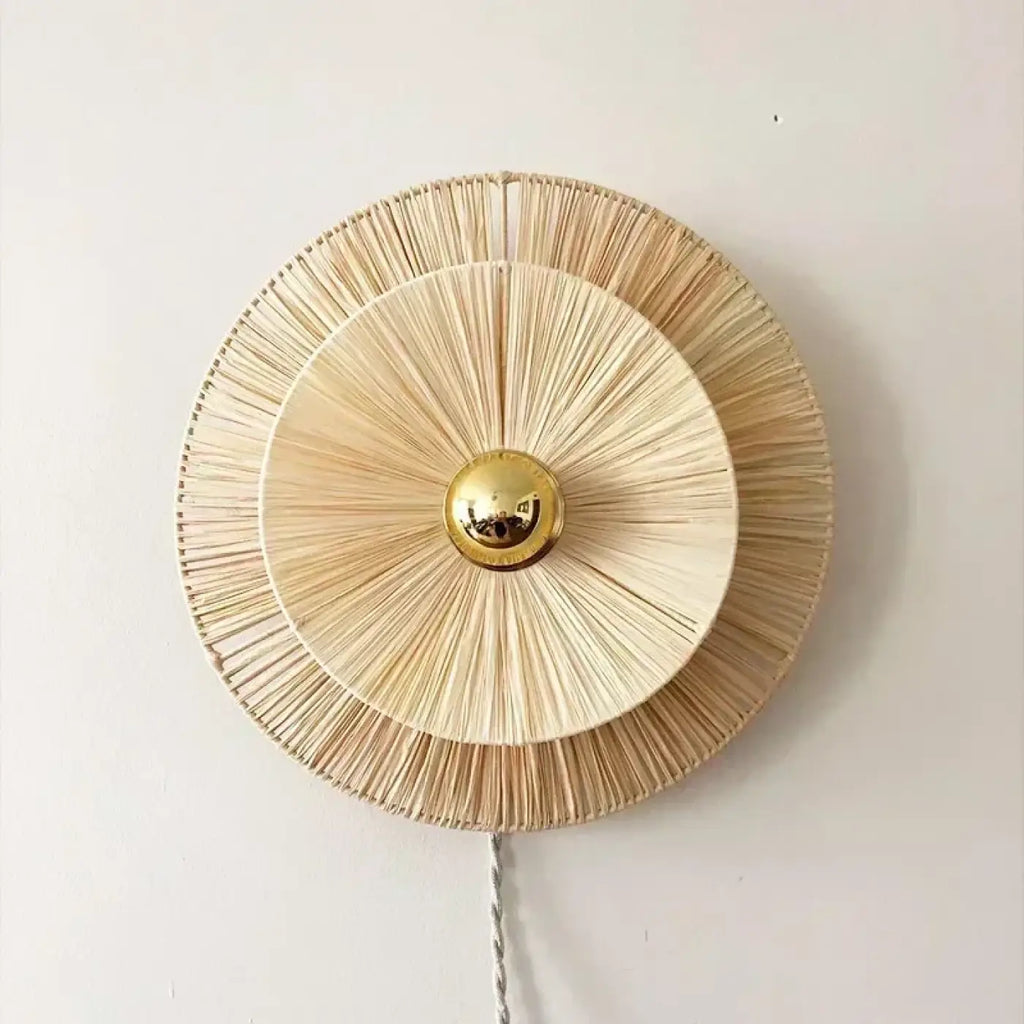 Applique murale en paille, beige, jaune ou rouge, beige