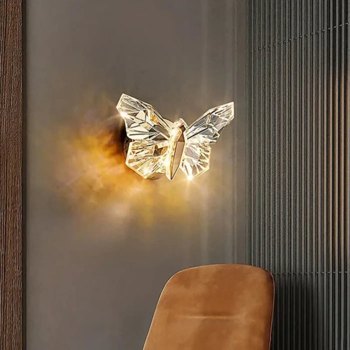 Applique murale papillon en cristal, trois teintes de lumière