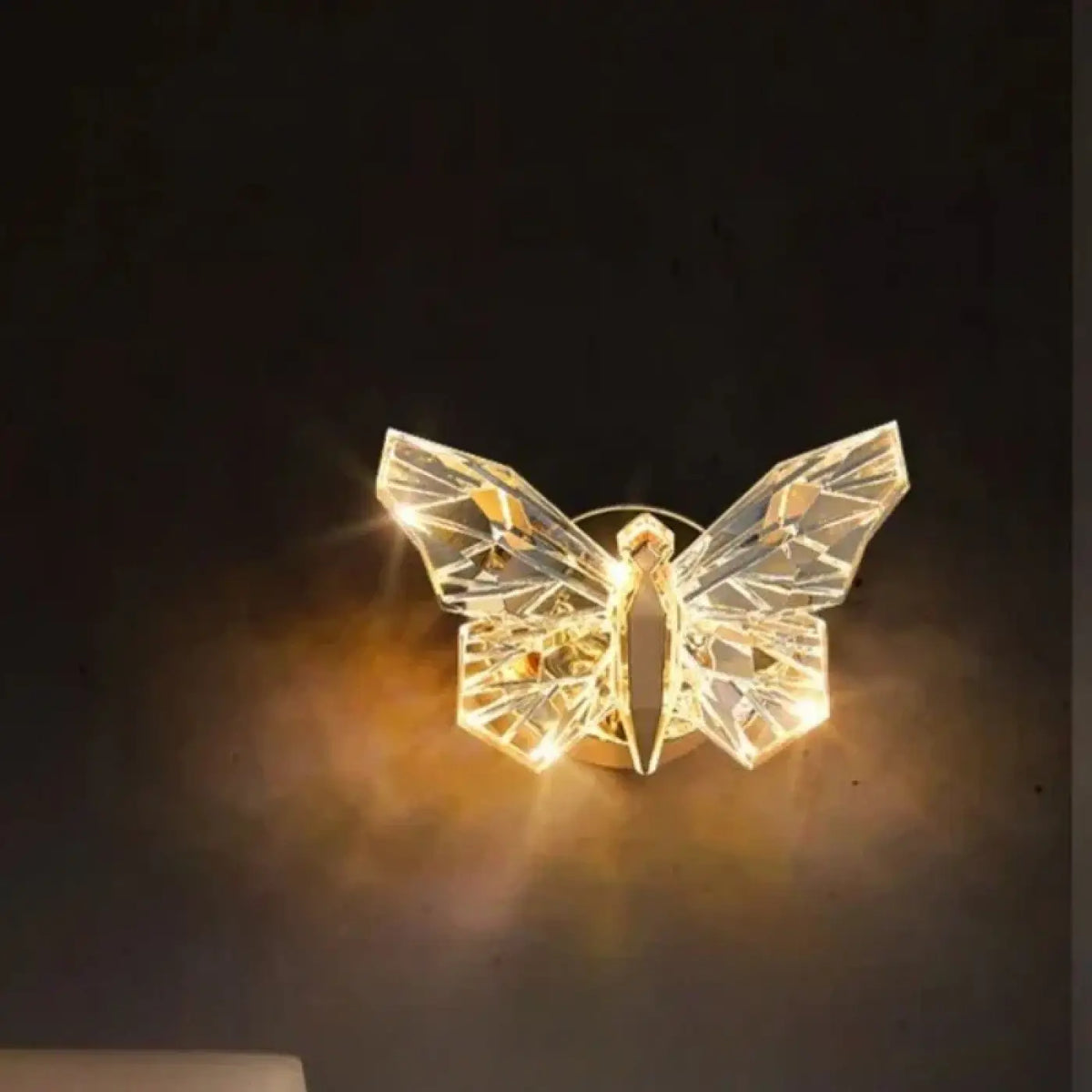 Applique murale papillon en cristal, trois teintes de lumière