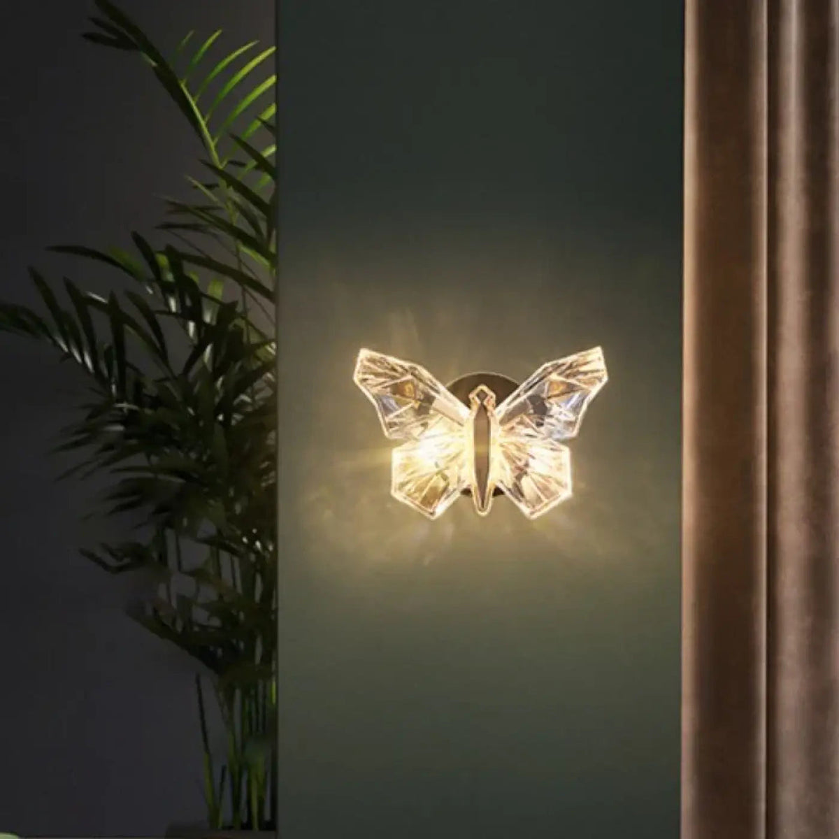 Applique murale papillon en cristal, trois teintes de lumière