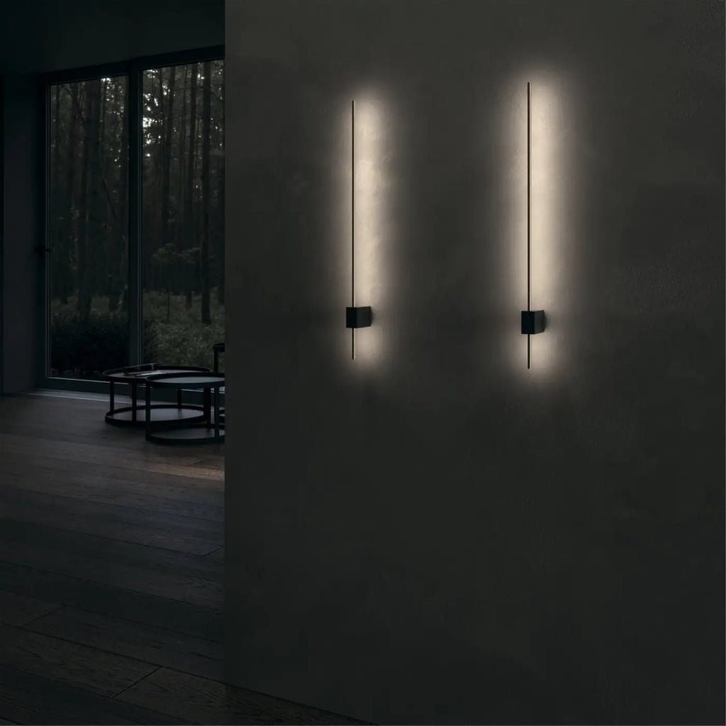 Applique murale LED tige verticale en verre, monture dorée