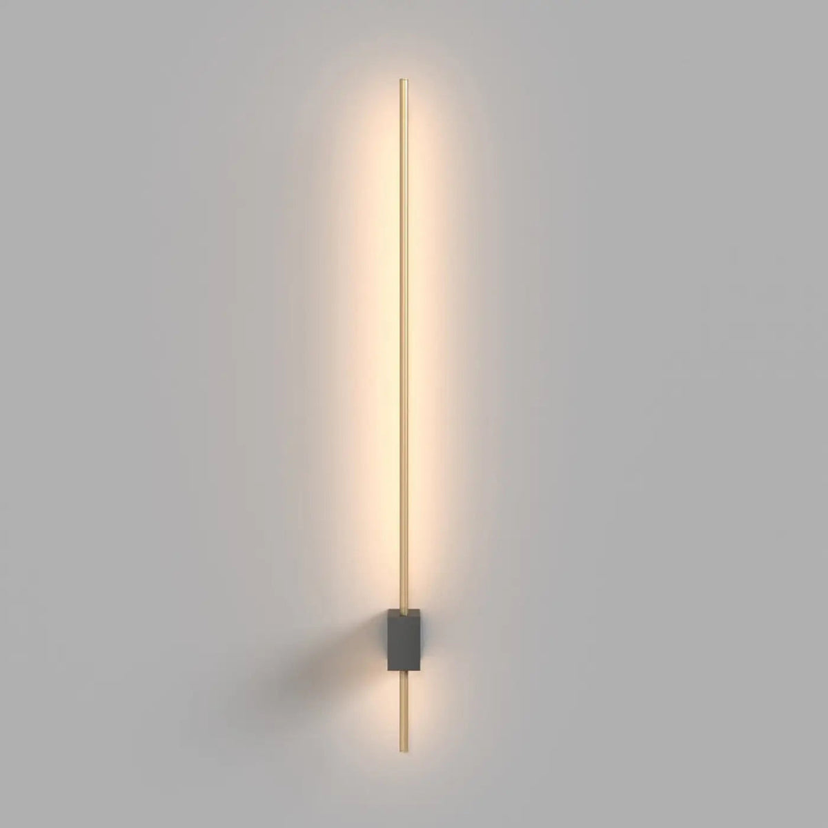Applique murale LED tige verticale en verre, monture dorée