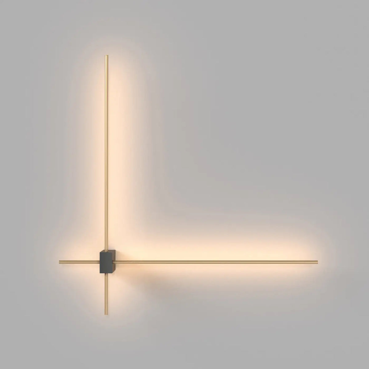 Applique murale LED à deux tiges croisées, verre et acier doré