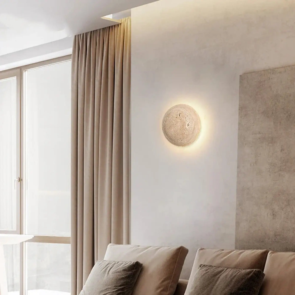 Applique murale en pierre beige à éclairage LED