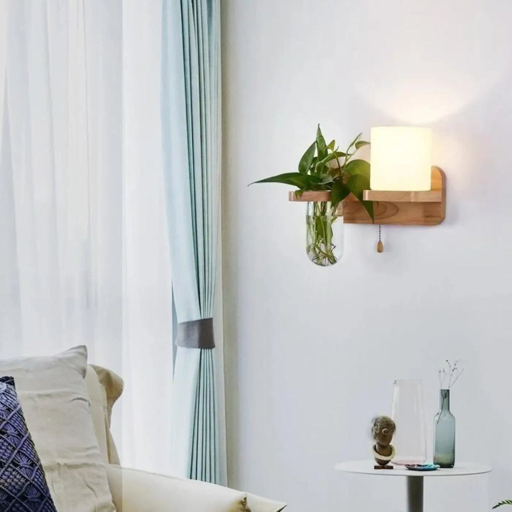 Applique murale avec plante, forme carrée, sphère ou cylindres