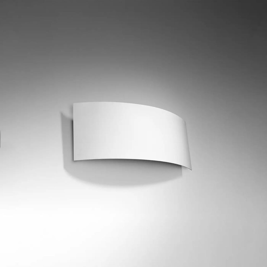 Applique murale plaque en acier cintrée, halo lumineux, 34 cm, blanc