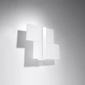 Applique murale 2 plaques de verre blanc décalées, 2 G9, blanc