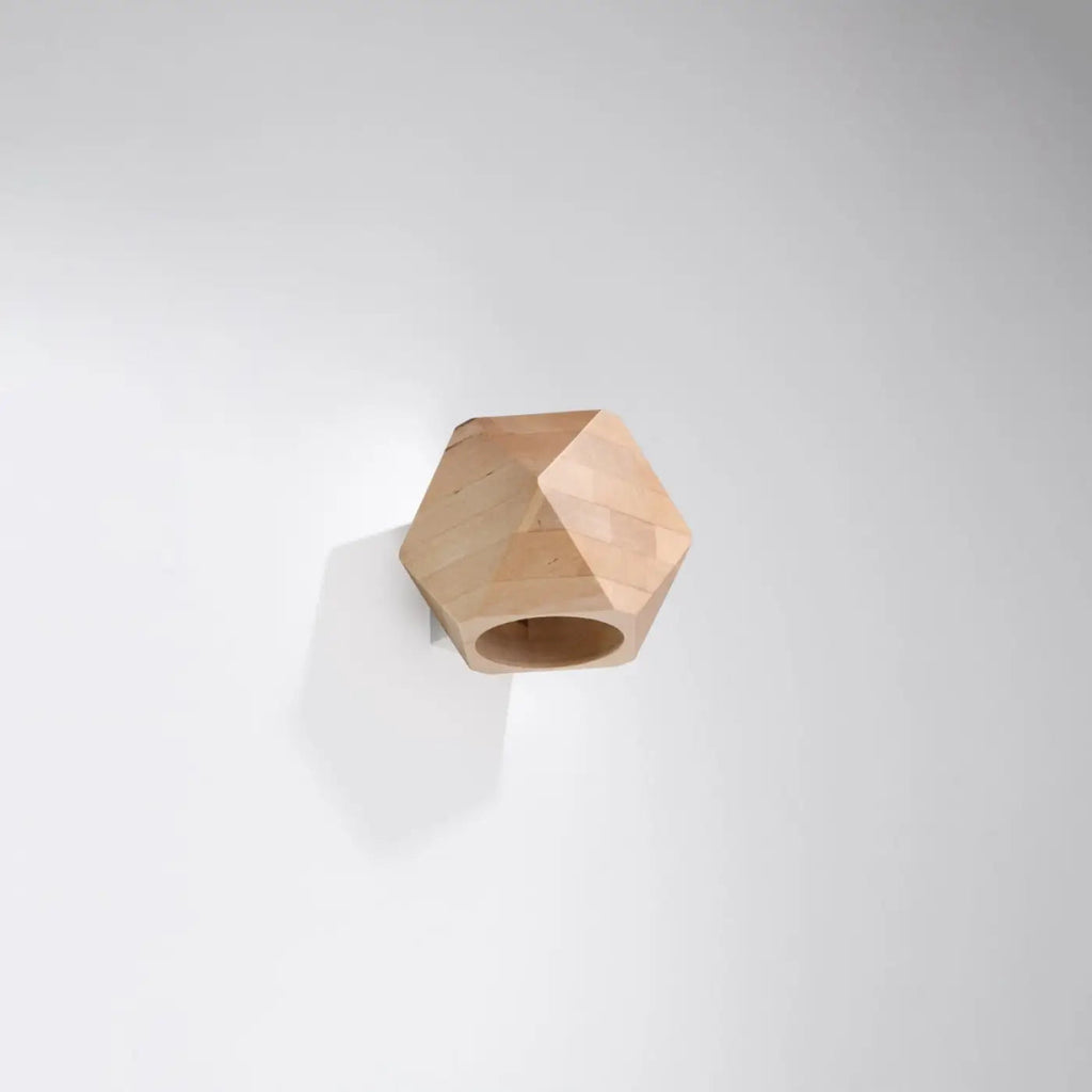 Applique murale en bois naturel taillé en facettes, ampoule G9