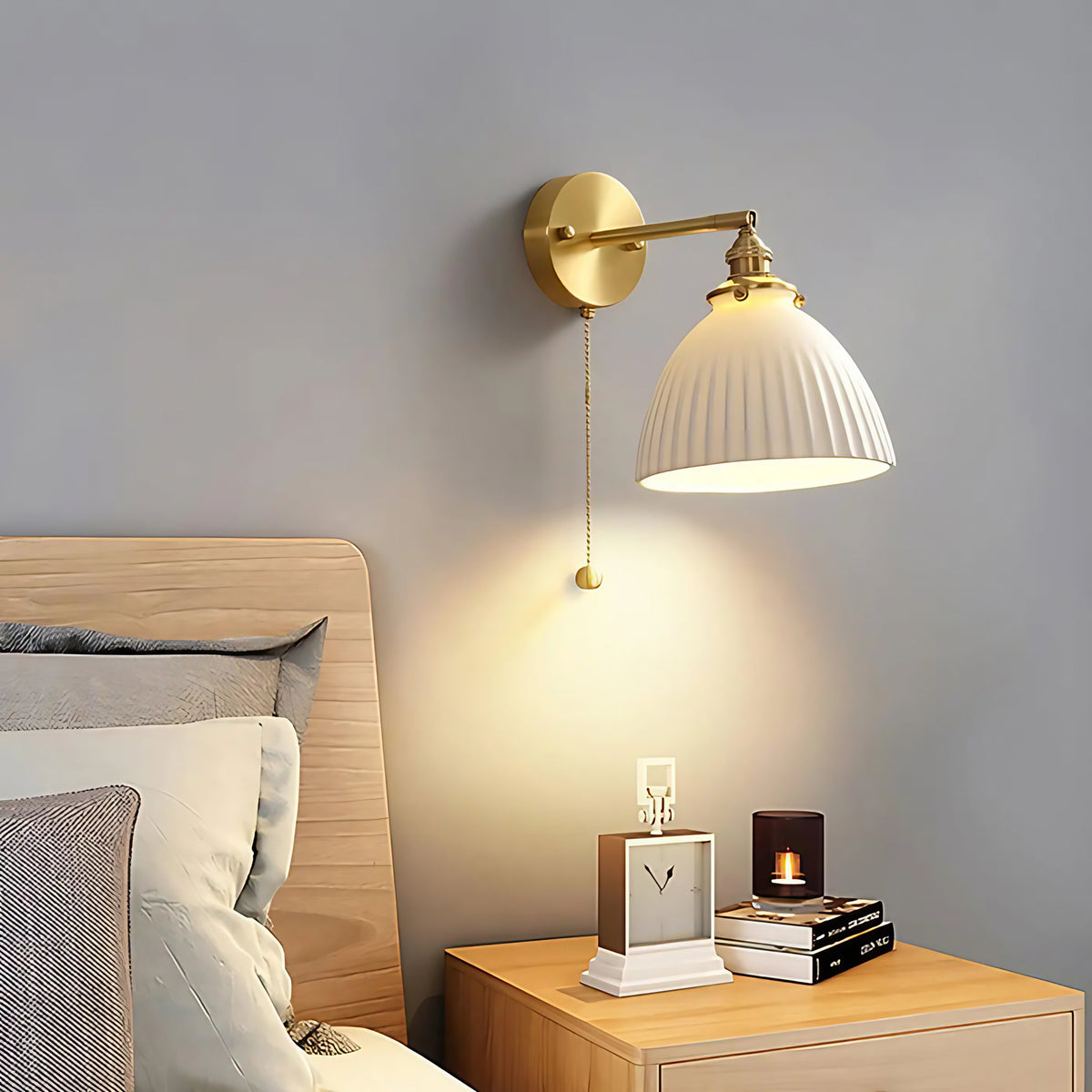 Applique murale en porcelaine blanche, ligne discrète