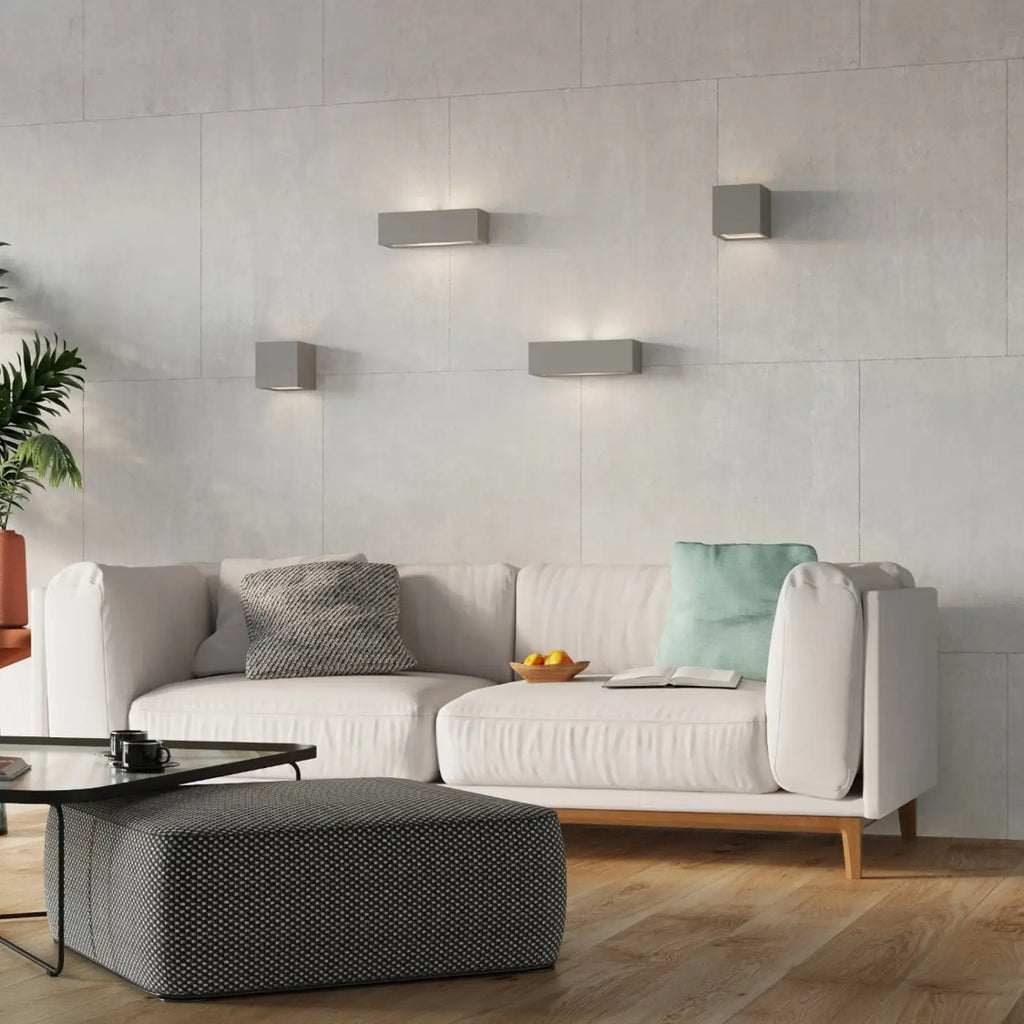 Applique murale rectangle en céramique ou béton, lumière haut et bas