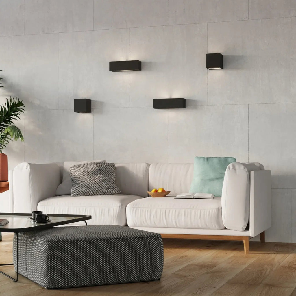Applique murale rectangle en céramique ou béton, lumière haut et bas