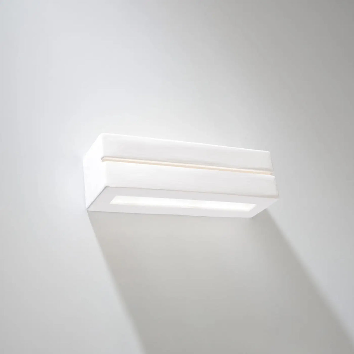 Applique murale rectangle en céramique ou béton, lumière haut et bas, blanc