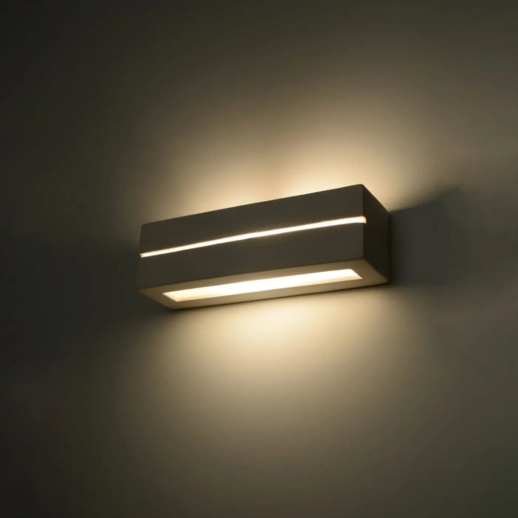 Applique murale rectangle en céramique ou béton, lumière haut et bas